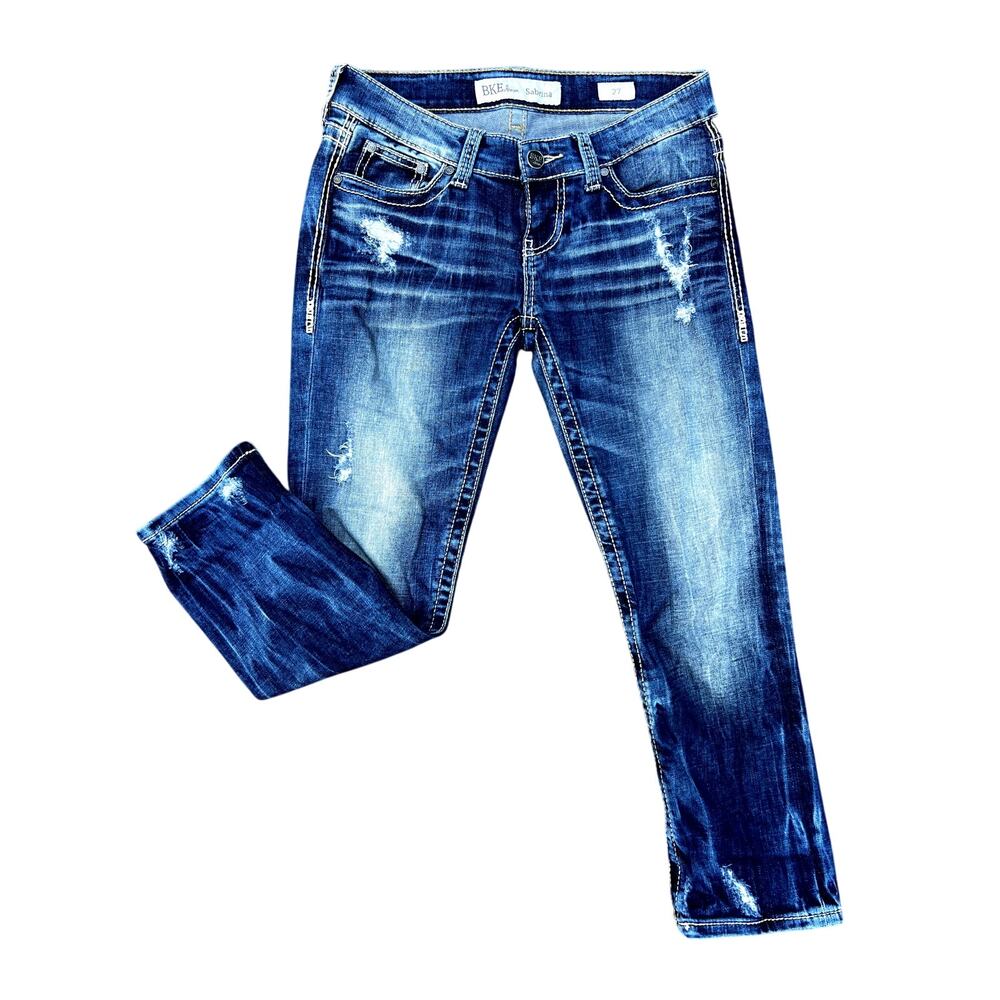 BKE Sabrina low rise distressed cropped jeans size 27x25